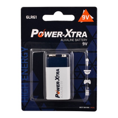 Power-Xtra 6LR61/9V Size Alkaline Battery - with Single Cell Blister