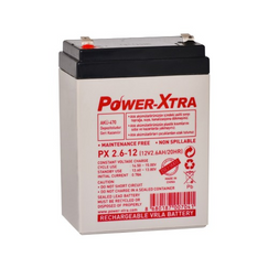 Power-Xtra PX2.6-12 / 12V 2.6 Ah AGM VRLA Sealed Lead Acid Battery / Vertical Type