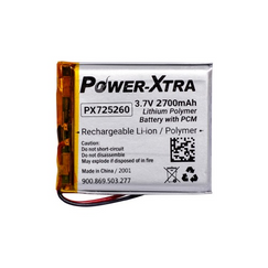 Power-Xtra PX725260 - 3.7V 2700 mAh Li-Polymer Battery with PCM(3.0A)