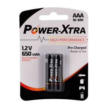 Power-Xtra 1.2V 650 Mah AAA Size istifadə etməyə hazır Şarjlı Batareya -2li Blist.