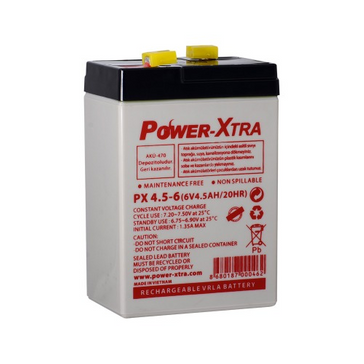 Power-Xtra 6V 4.5 Ah Quru Qurğuşun Turşu Akkumulyator