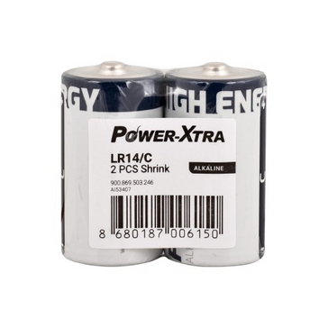 Power-Xtra LR14/C Size Alkaline Battery - with 2SH / SHRINK
