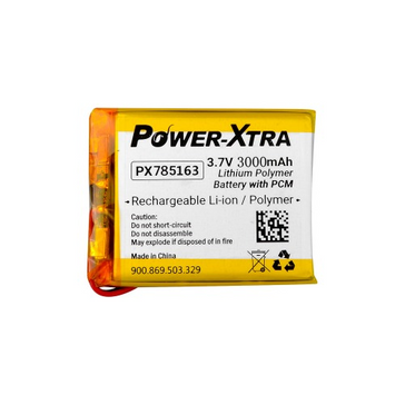 Power-Xtra PX785163 - 3.7V 3000 mAh Li-Polymer Battery - BMS - 3.0A