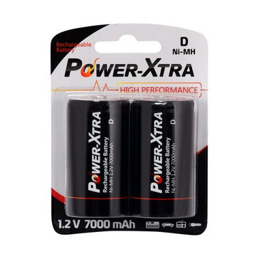 Power-Xtra 1.2V 7000 Mah D Size Rechargeable Battery - with 2BL / BLISTER