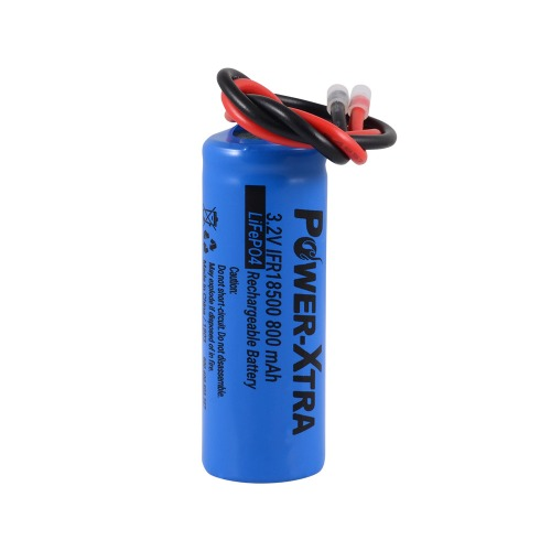 Power-Xtra 3.2V LiFePO4 IFR18500 800 Mah Rechargeable Battery with Cable