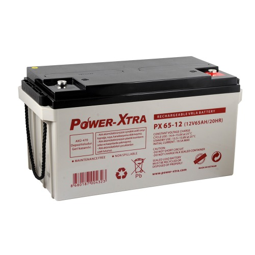 Power-Xtra 12V 65 Ah Quru Qurğuşun Turşu Akkumulyator