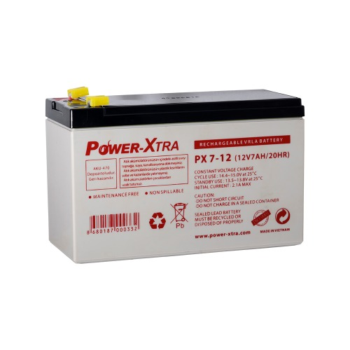 Power-Xtra 12V 7 Ah F1 Pin Quru Qurğuşun Turşu Akkumulyator